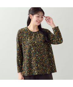missel / ミゼール カットソー | 【洗える・日本製・L～4Lサイズ】シャイニーリーフ柄カットソー