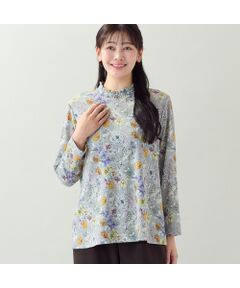missel / ミゼール カットソー | 【洗える・L～3Lサイズ】シャーリング襟花柄カットソー