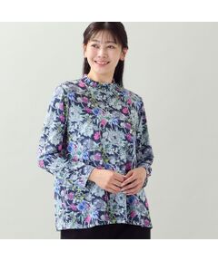 missel / ミゼール カットソー | 【洗える・L～3Lサイズ】シャーリング襟花柄カットソー