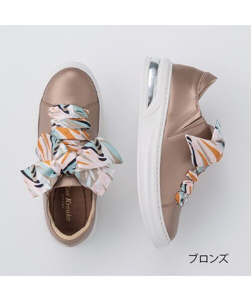 Miss Kyouko/ミスキョウコ 4E スカーフリボンスニーカー ブロンズ 23.0 Miss Kyouko/ミスキョウコ 4E スカーフリボンスニーカー ブロンズ 23.0