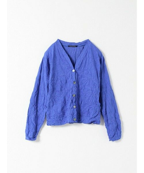 mizuiro ind / ミズイロインド カーディガン・ボレロ | mizuiro ind ワッシャープリーツVネックカーディガン（ブルー(color31)）