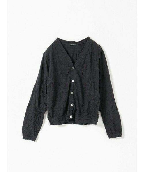 mizuiro ind / ミズイロインド カーディガン・ボレロ | mizuiro ind ワッシャープリーツVネックカーディガン（ブラック(color99)）