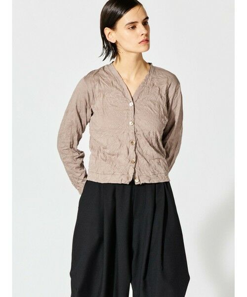 mizuiro ind / ミズイロインド カーディガン・ボレロ | mizuiro ind ワッシャープリーツVネックカーディガン（ベージュ(color20)）