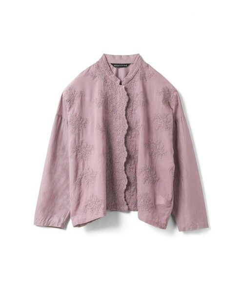 mizuiro ind / ミズイロインド シャツ・ブラウス | mizuiro ind レーススタンドカラーワイドシャツ（スモークピンク(color41)）