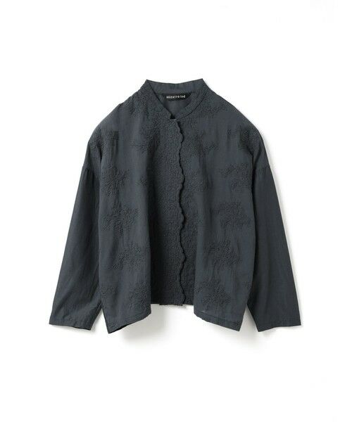 mizuiro ind / ミズイロインド シャツ・ブラウス | mizuiro ind レーススタンドカラーワイドシャツ（ダークグレー(color92)）