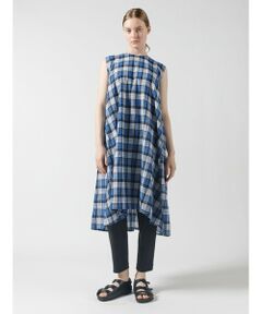 mizuiro ind / ミズイロインド ロング・マキシ丈ワンピース | mizuiro ind マドラスチェックフレアノースリーブワンピース