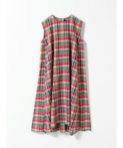 mizuiro ind / ミズイロインド ロング・マキシ丈ワンピース | mizuiro ind マドラスチェックフレアノースリーブワンピース
