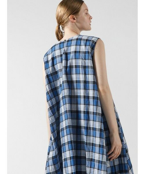 mizuiro ind / ミズイロインド ロング・マキシ丈ワンピース | mizuiro ind マドラスチェックフレアノースリーブワンピース | 詳細14