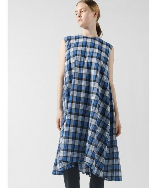 mizuiro ind / ミズイロインド ロング・マキシ丈ワンピース | mizuiro ind マドラスチェックフレアノースリーブワンピース | 詳細9