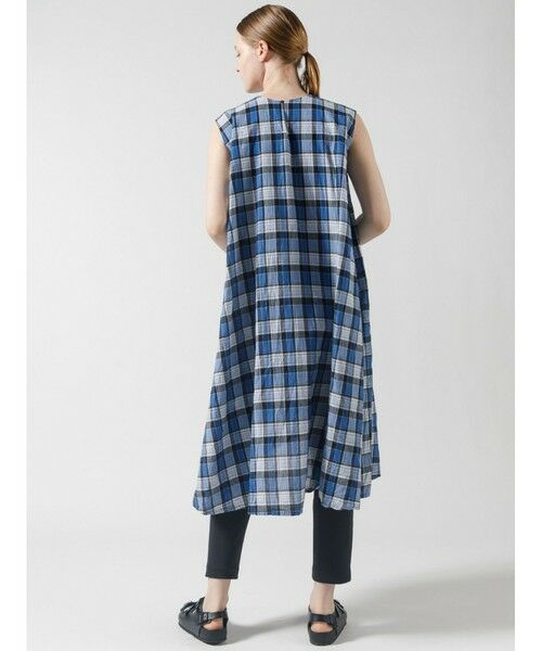 mizuiro ind / ミズイロインド ロング・マキシ丈ワンピース | mizuiro ind マドラスチェックフレアノースリーブワンピース | 詳細11