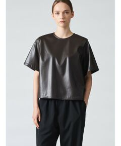 mizuiro ind / ミズイロインド カットソー | mizuiro ind イミテーションレザークルーネックプルオーバー