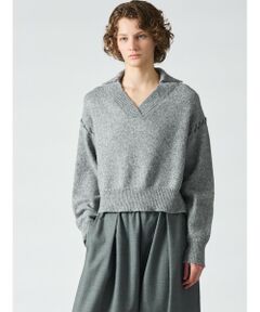 mizuiro ind / ミズイロインド ニット・セーター | mizuiro ind スキッパーハンドステッチショートプルオーバー