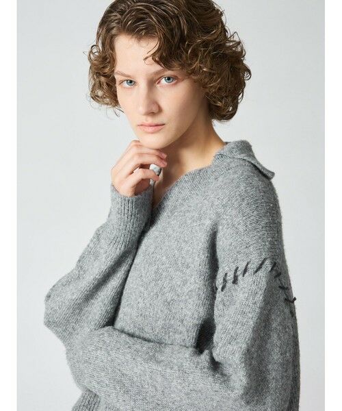 mizuiro ind / ミズイロインド ニット・セーター | mizuiro ind スキッパーハンドステッチショートプルオーバー | 詳細13