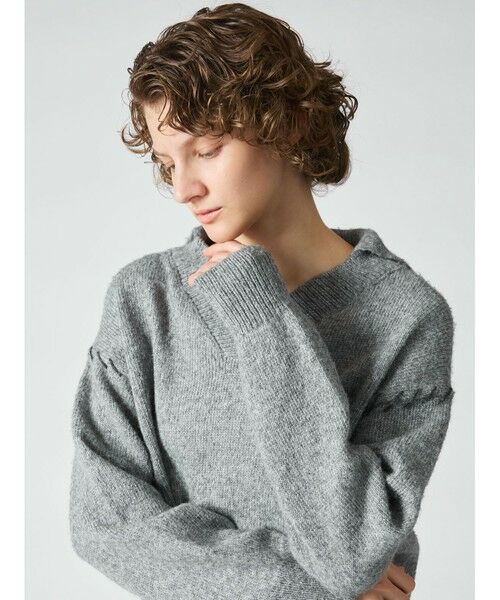 mizuiro ind / ミズイロインド ニット・セーター | mizuiro ind スキッパーハンドステッチショートプルオーバー | 詳細14