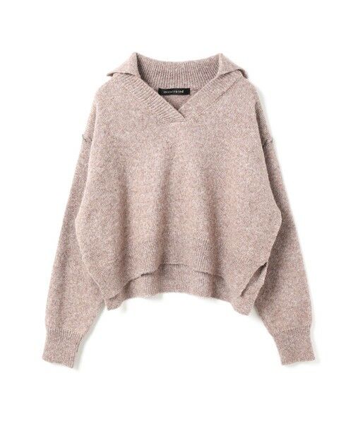mizuiro ind / ミズイロインド ニット・セーター | mizuiro ind スキッパーハンドステッチショートプルオーバー(ベージュ×グレー(color20))