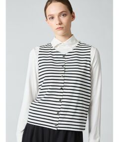 mizuiro ind / ミズイロインド ベスト | mizuiro ind ボーダー クルーネックベスト