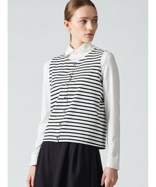 mizuiro ind / ミズイロインド ベスト | mizuiro ind ボーダー クルーネックベスト | 詳細5