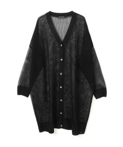 mizuiro ind / ミズイロインド ニット・セーター | mizuiro ind メッシュ柄Vネックロングカーディガン