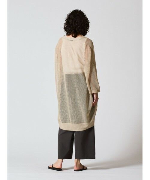 mizuiro ind メッシュ柄Vネックロングカーディガン （ニット