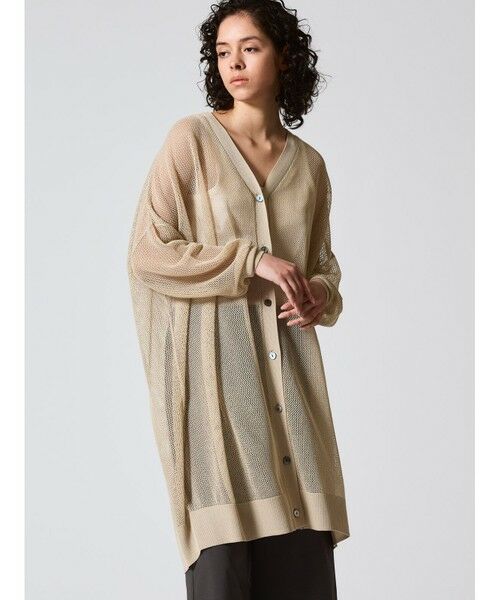 【新品タグ付き】ミズイロインド　2023年 コットンワイドカーディガン ベージュ ONTADE公式｜ミズイロインド Vネックワイドカーディガンの通販