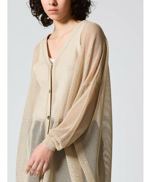 完売品　2024年モデル　ミズイロインド メッシュ柄Vネックロングカーディガン mizuiro ind メッシュ柄Vネックロングカーディガン （ニット
