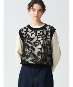 mizuiro ind / ミズイロインド ベスト | mizuiro ind クロシェットネット刺繍ベスト