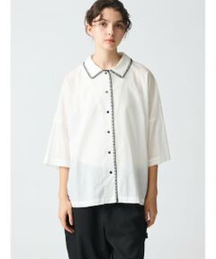 mizuiro ind / ミズイロインド シャツ・ブラウス | mizuiro ind ブランケットステッチワイドシャツ