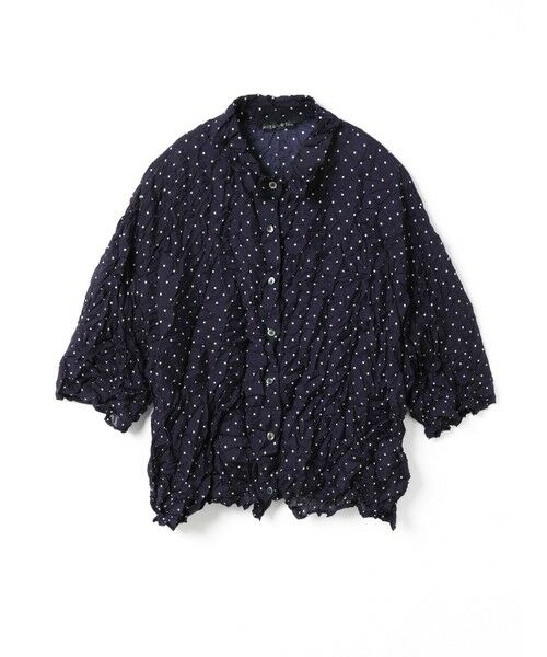 mizuiro ind/ミズイロインド mizuiro ind ドットキャッチワッシャーシャツ ネイビー(color77) FREE mizuiro ind/ミズイロインド mizuiro ind ドットキャッチワッシャーシャツ ネイビー(color77) FREE