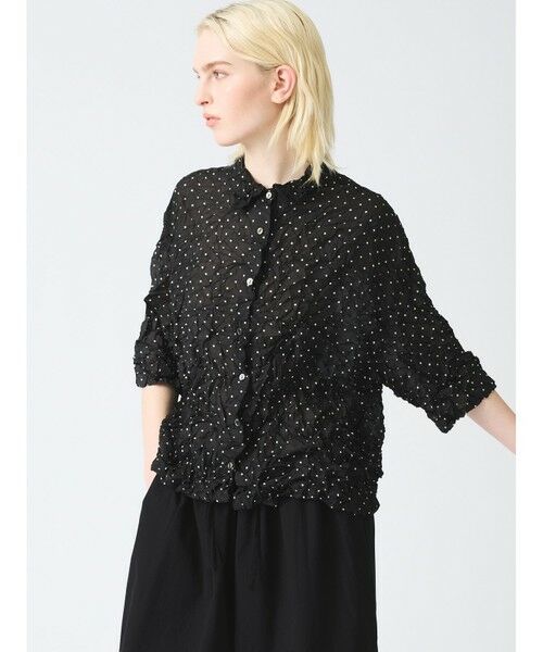 美品✴︎ミズイロインド✴︎カットワークブラウス mizuiro ind 18春夏mizuiro indのカットワークパフブラウスとpas de calaisの