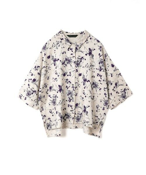 mizuiro ind / ミズイロインド シャツ・ブラウス | mizuiro ind レーヨンリネンプリントワイドシャツ(パープル(color32))