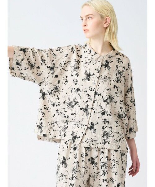 mizuiro ind / ミズイロインド シャツ・ブラウス | mizuiro ind レーヨンリネンプリントワイドシャツ | 詳細9