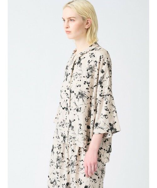 mizuiro ind / ミズイロインド シャツ・ブラウス | mizuiro ind レーヨンリネンプリントワイドシャツ | 詳細10