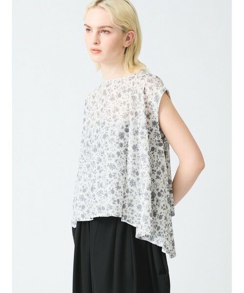 mizuiro ind / ミズイロインド シャツ・ブラウス | mizuiro ind スモールフラワーノースリーブフレアプルオーバー | 詳細12