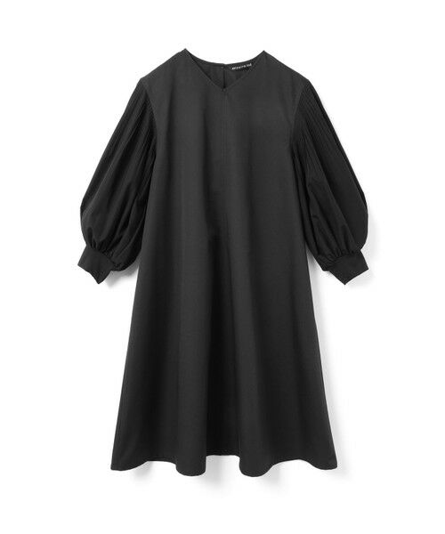 mizuiro ind/ミズイロインド mizuiro ind プリーツパフスリーブワンピース ブラック(color99) FREE mizuiro ind/ミズイロインド mizuiro ind プリーツパフスリーブワンピース ブラック(color99) FREE