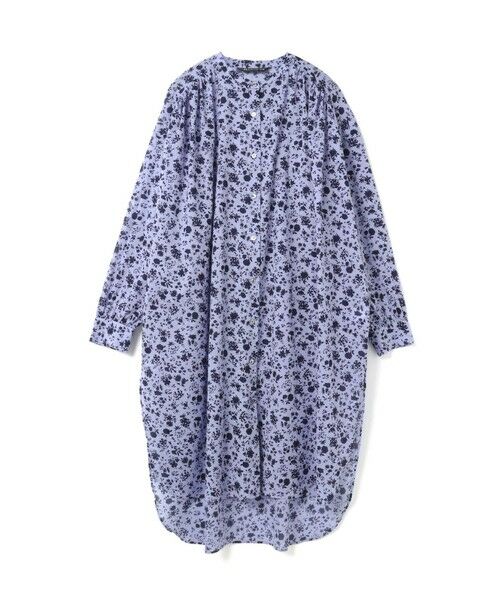 mizuiro ind/ミズイロインド mizuiro ind スモールフラワーギャザーシャツワンピース サックス(color30) FREE mizuiro ind/ミズイロインド mizuiro ind スモールフラワーギャザーシャツワンピース サックス(color30) FREE
