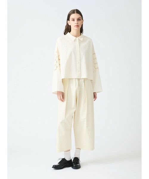 mizuiro ind/ミズイロインド mizuiro ind コットンリネンハイウエストタックワイドパンツ アイボリー(color12) FREE mizuiro ind/ミズイロインド mizuiro ind コットンリネンハイウエストタックワイドパンツ アイボリー(color12) FREE