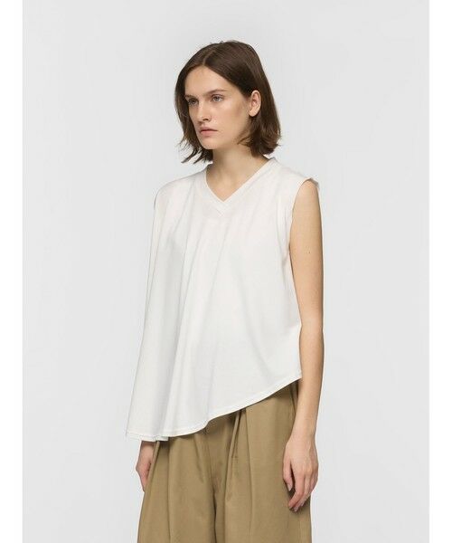 mizuiro ind / ミズイロインド カットソー | mizuiro ind Vネックアシンメトリーノースリーブプルオーバー | 詳細3