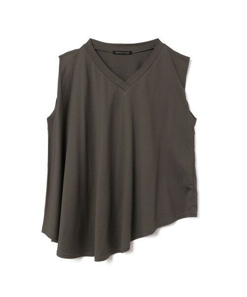 mizuiro ind / ミズイロインド カットソー | mizuiro ind Vネックアシンメトリーノースリーブプルオーバー（チャコールグレー(color92)）