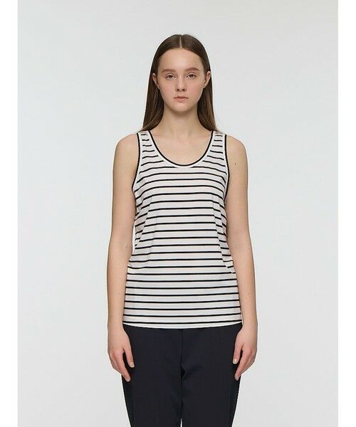 mizuiro ind / ミズイロインド カットソー | mizuiro ind ボーダータンクトップ（ブラック×ホワイト(color99B)）