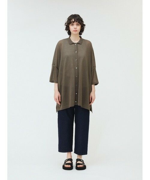 mizuiro ind/ミズイロインド mizuiro ind ワイドニットシャツ グレージュ(color91) FREE mizuiro ind/ミズイロインド mizuiro ind ワイドニットシャツ グレージュ(color91) FREE