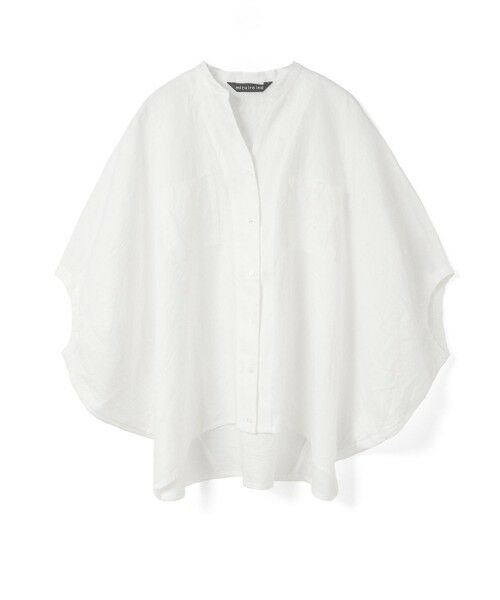 セール】 mizuiro ind リネンスタンドカラーコクーンシャツ