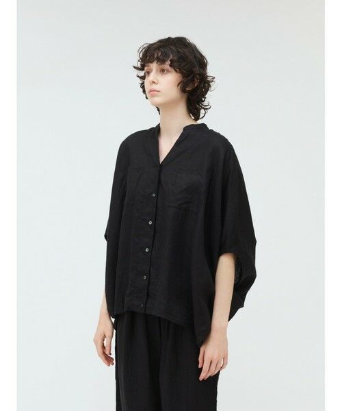 mizuiro ind / ミズイロインド シャツ・ブラウス | mizuiro ind リネンスタンドカラーコクーンシャツ | 詳細13