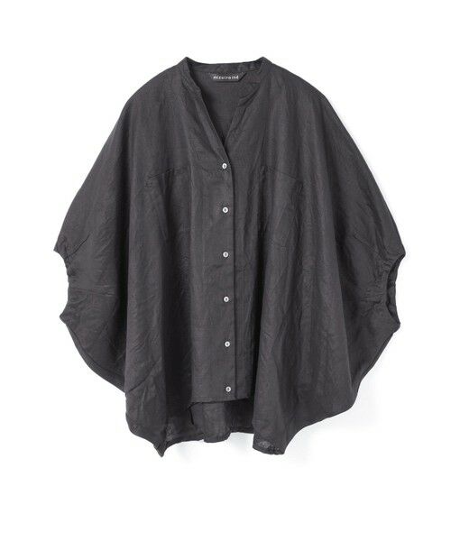 セール】 mizuiro ind リネンスタンドカラーコクーンシャツ