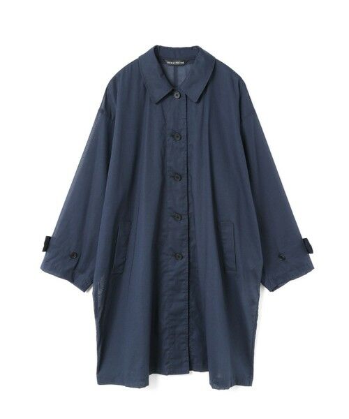 極美品！mizuiro Ind/ミズイロインド　ロングシャツ　ネイビー mizuiro ind(ミズイロインド) バンドカラーロングシャツ