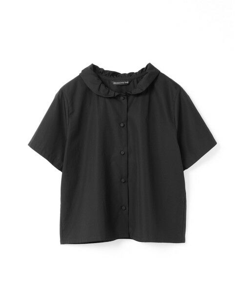 mizuiro ind/ミズイロインド mizuiro ind ギャザーカラーハーフスリーブシャツ ブラック(color99) FREE mizuiro ind/ミズイロインド mizuiro ind ギャザーカラーハーフスリーブシャツ ブラック(color99) FREE
