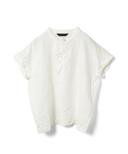 美品 ミズイロインド シャツ 半袖 スタンドカラー リネン 麻 日本製 2-230037_top.jpg
