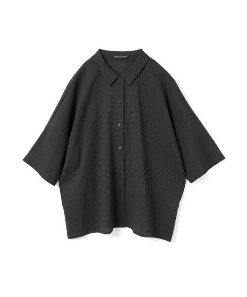 mizuiroind 日本製 リブ付き ブラウス ゆったり袖 セール】 mizuiro ind リップルワイドシャツ （シャツ・ブラウス
