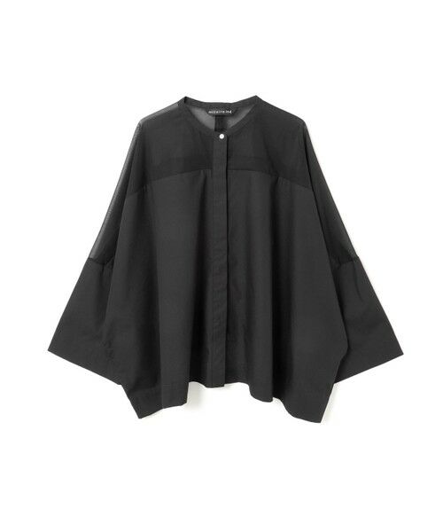 mizuiro ind/ミズイロインド mizuiro ind スタンドカラーシアーシャツ ブラック(color99) FREE mizuiro ind/ミズイロインド mizuiro ind スタンドカラーシアーシャツ ブラック(color99) FREE