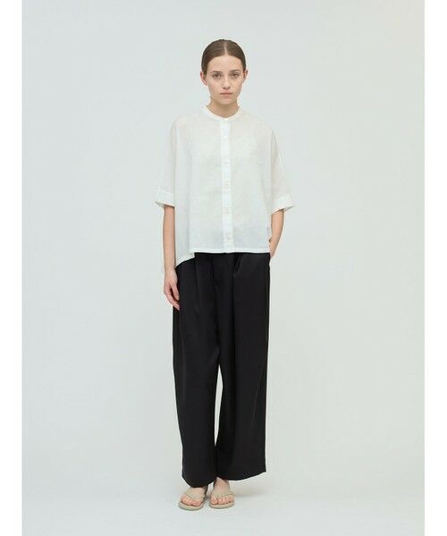 美品✨24ss mizuiroid リネン　スタンドカラーワイドシャツ mizuiro ind リネンスタンドカラーワイドシャツ｜ MARcourt