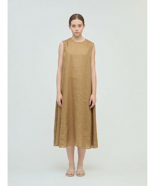 mizuiro ind/ミズイロインド mizuiro ind リネンノースリーブワンピース ダークベージュ(color20) FREE mizuiro ind/ミズイロインド mizuiro ind リネンノースリーブワンピース ダークベージュ(color20) FREE